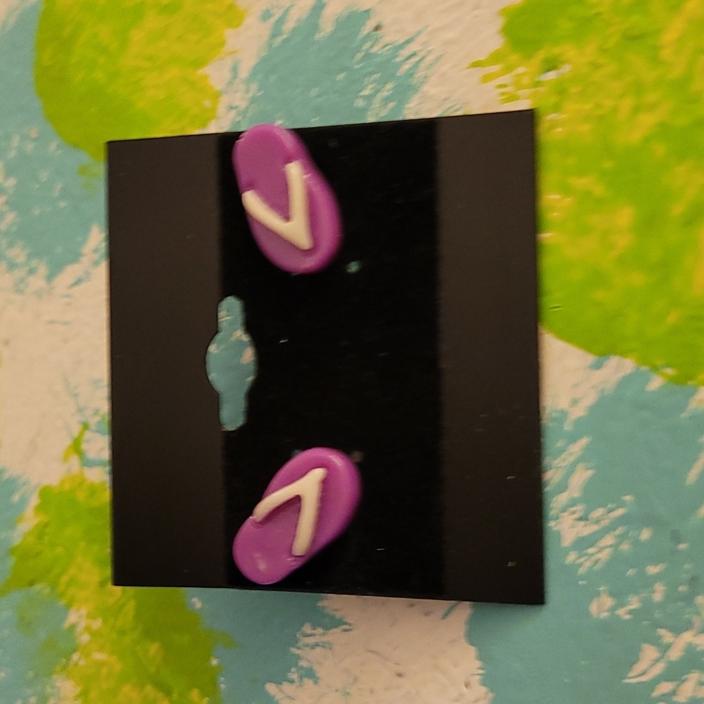 Purple Flip Flop Earrings - Picture 3 of 3